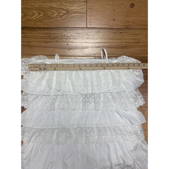 DO+BE Spaghetti Strap Layer White Dress Large Ruffles Lace Flowy Short Party New - Picture 11 of 15